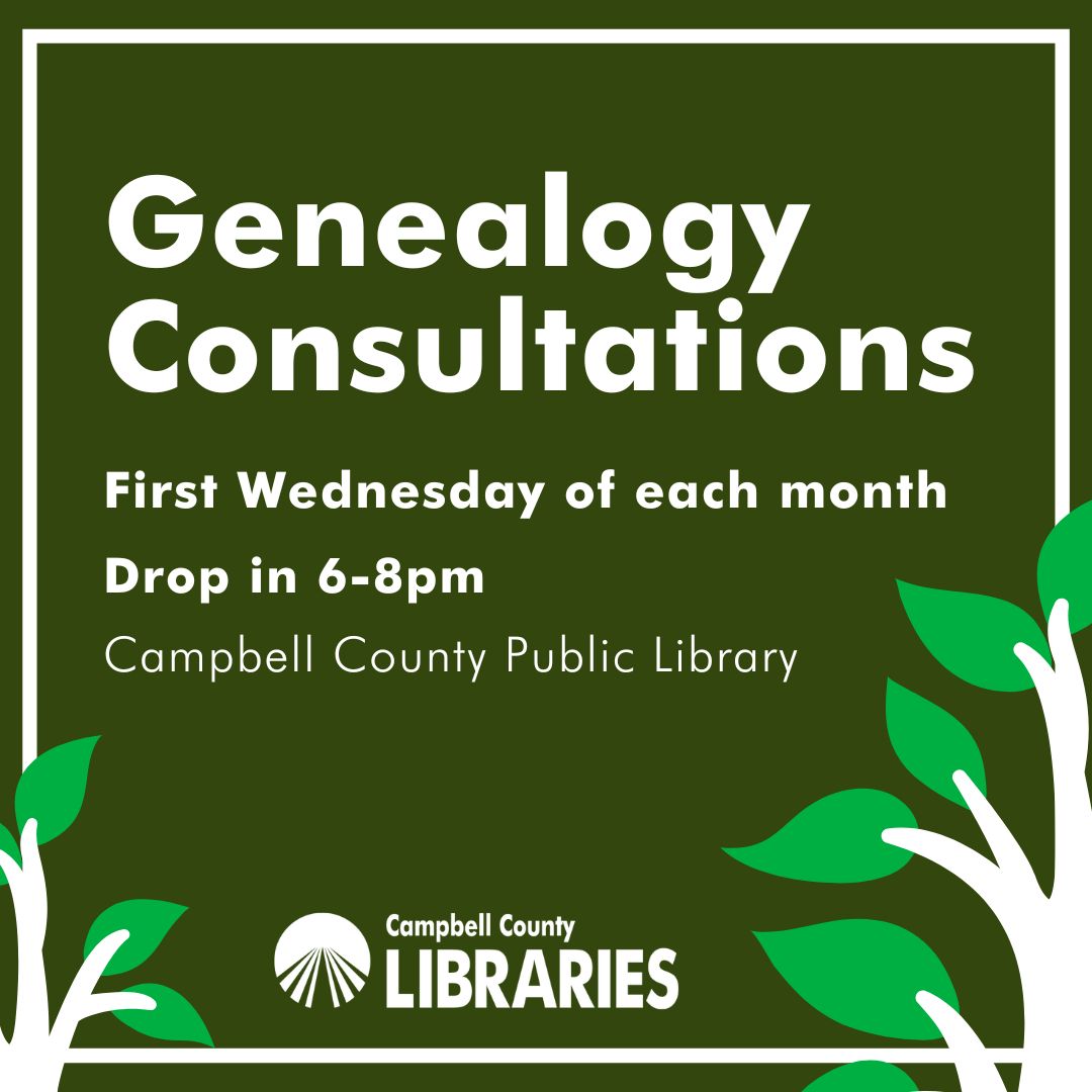 CCPL One-on-One Genealogy Consultations first Wednesday each month 