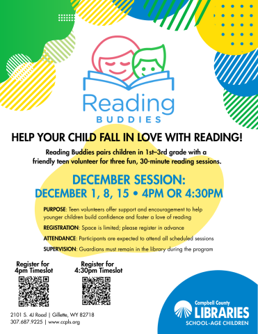 December Reading Buddies 4:30pm